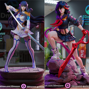 24GK白模18比例3D打印模型 4934 缠流子 斩服少女 鬼龙院