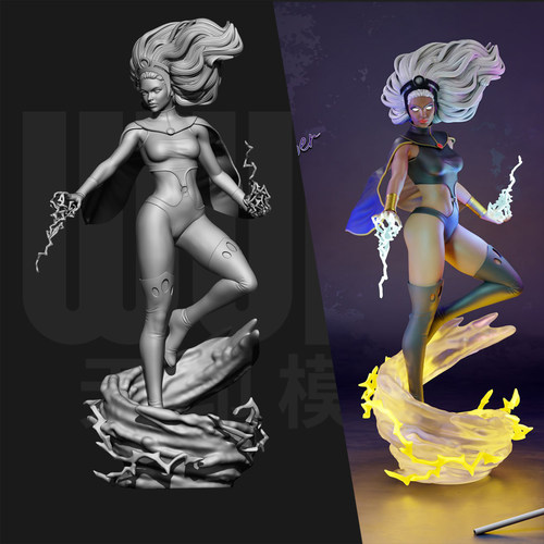 漫威 风暴女 小风暴 1/24GK白模手办 18比例树脂3D打印模型 6568