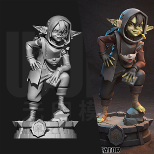 原创 哥布林 诺特 1/24GK白模手办 18比例树脂3D打印模型 6583