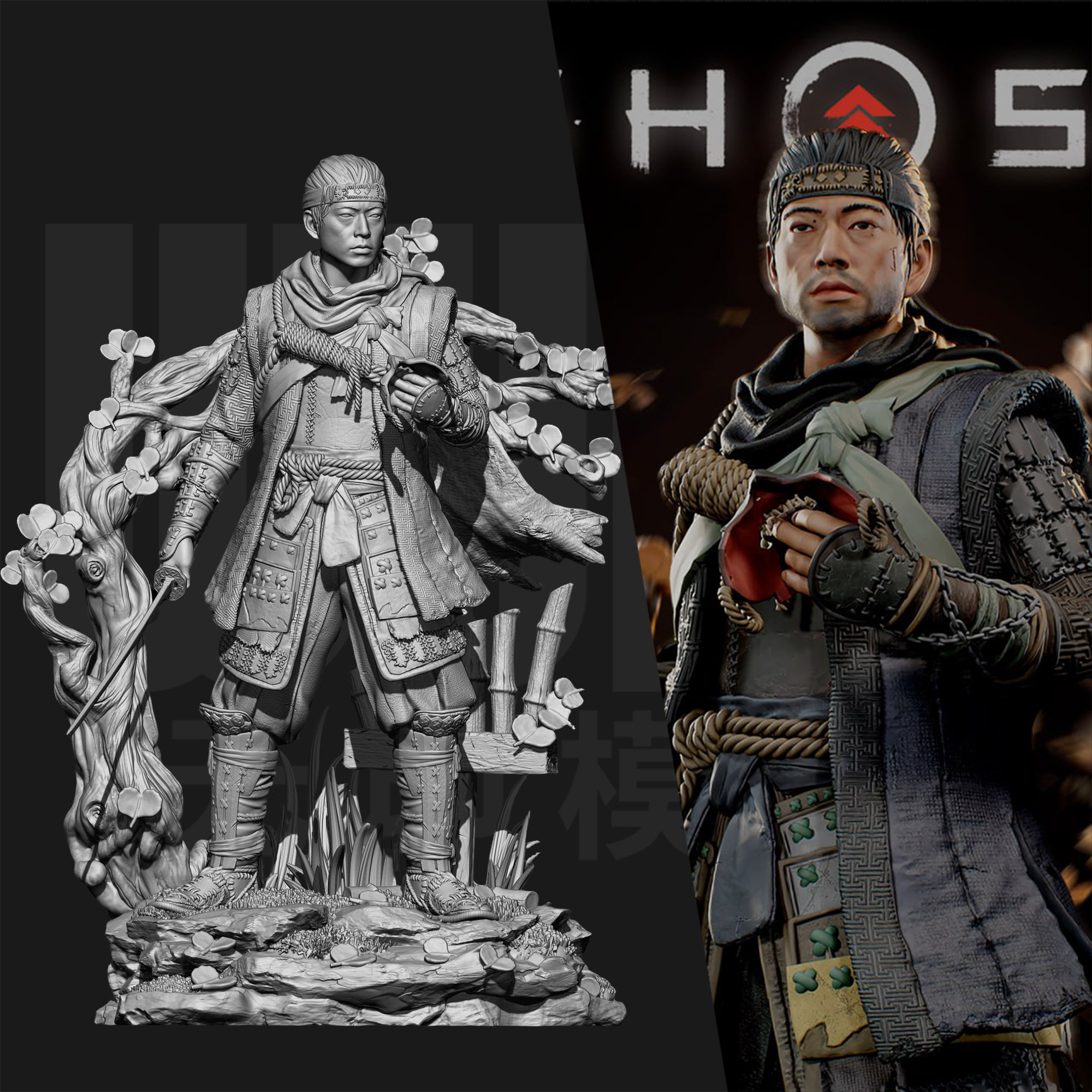 对马岛之魂 境井仁 1/24GK白模手办 18比例树脂3D打印模型 6580