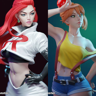 1/24 武藏 小霞 宝可梦 18比例GK白模手办3D打印兵人模型 4832