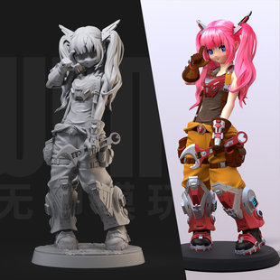 机甲少女 原创小姐姐 1/24白模GK手办 35比例兵人3D打印模型 719