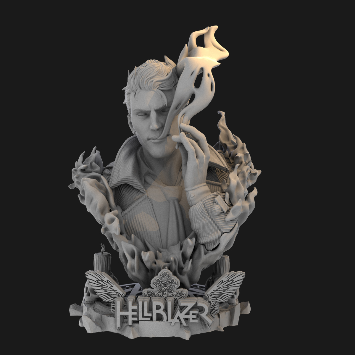 地狱恶魔神探康斯坦丁胸像 1比16GK白模 3D打印树脂 1/10手办模型