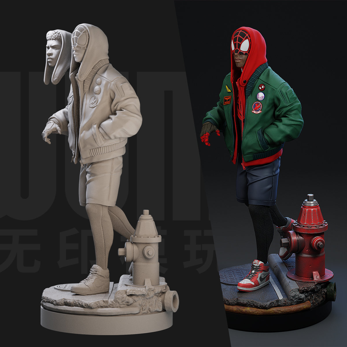 1/24 迈尔斯 蜘蛛侠 漫威 18比例GK白模手办3D打印兵人模型 3860