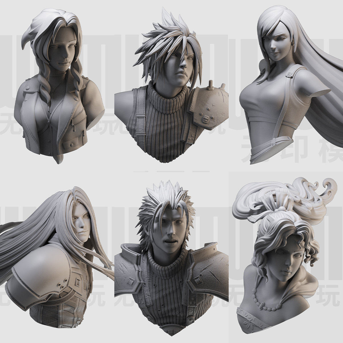 1/10 蒂法 克劳德 萨菲罗斯 扎克斯胸像 最终幻想16比例GK模型734