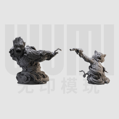 1/10火箭 格鲁特 漫威 银河护卫队16比例GK树脂白模手办模型 1475