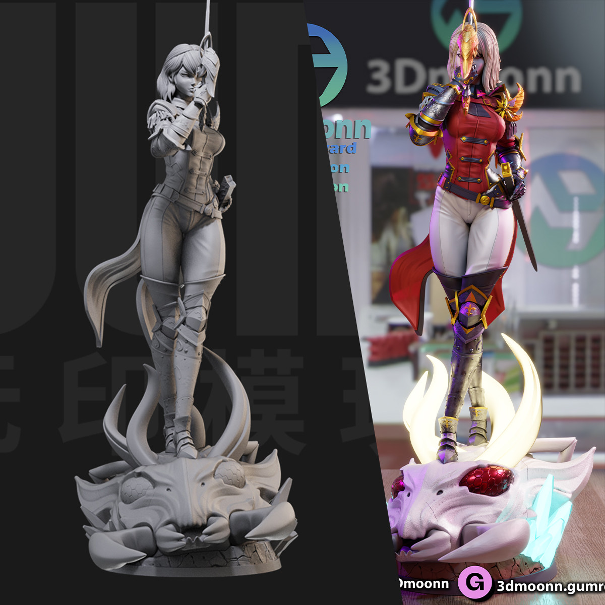 1/24 斩龙女骑士 西方奇幻 18比例GK白模手办3D打印兵人模型 5405