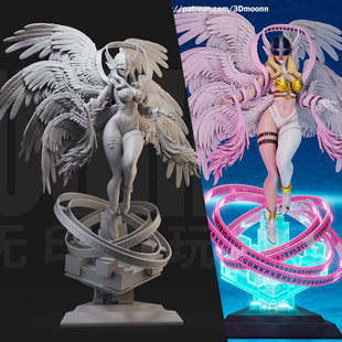 仙女兽女天使 数码宝贝 1/24GK白模 1比12手办3D打印树脂模型 403