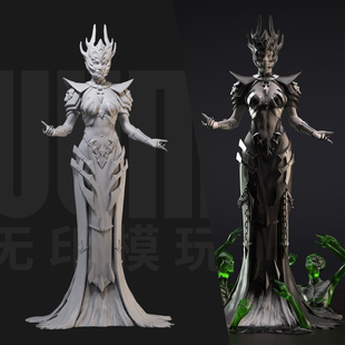 1/24 亡灵女祭司 奇幻角色 18比例GK白模手办 3D打印兵人模型2059