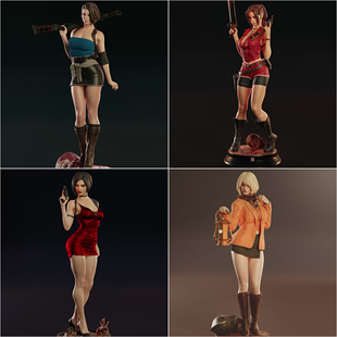 1/24吉尔 克莱尔 生化危机 18比例GK白模手办3D打印兵人模型 2935