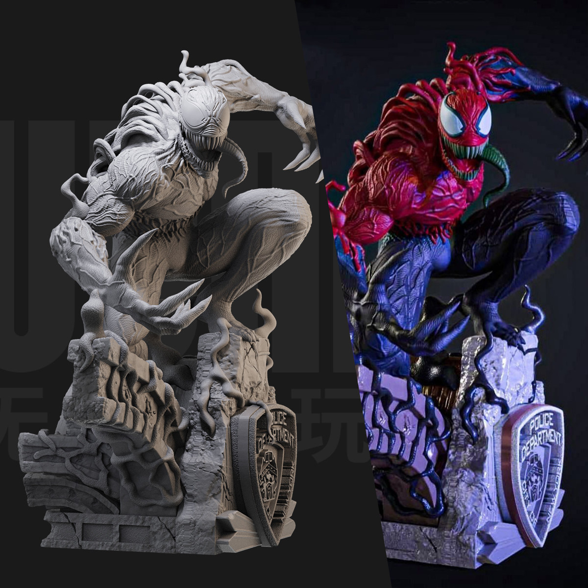 1/24 毒素 漫威 蜘蛛侠反派18比例GK白模手办3D打印兵人模型 5967