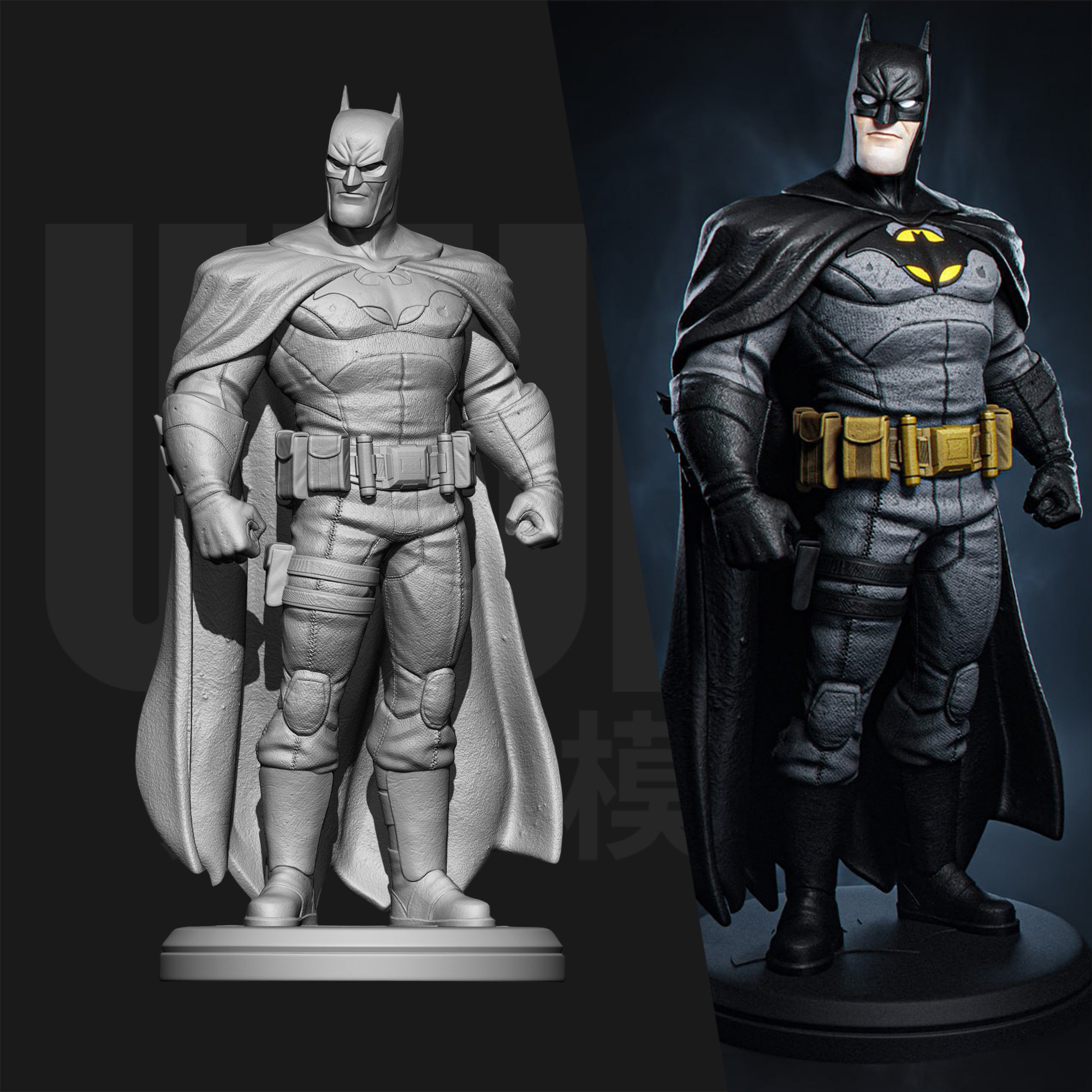 DC 蝙蝠侠 黑夜骑士 1/24GK白模手办 18比例树脂3D打印模型 6589