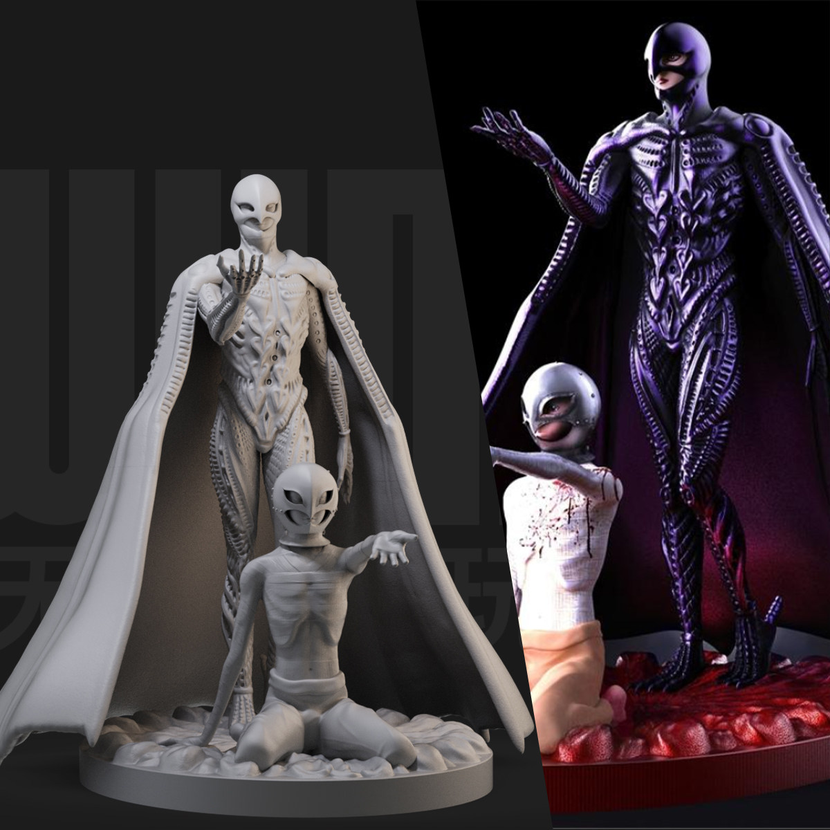 魔王费蒙特与格里菲斯 1/24白模gk手办 35比例3d打印模型 494