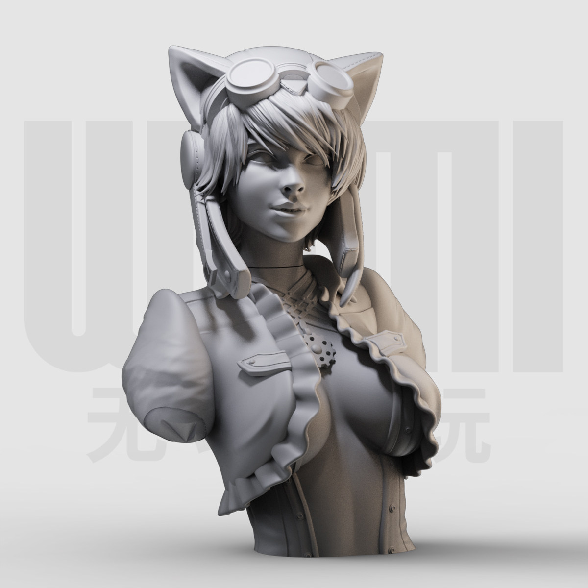 4蒸汽朋克猫女胸像 dc角色 1 /16树脂白模 10比例gk手办模型 164