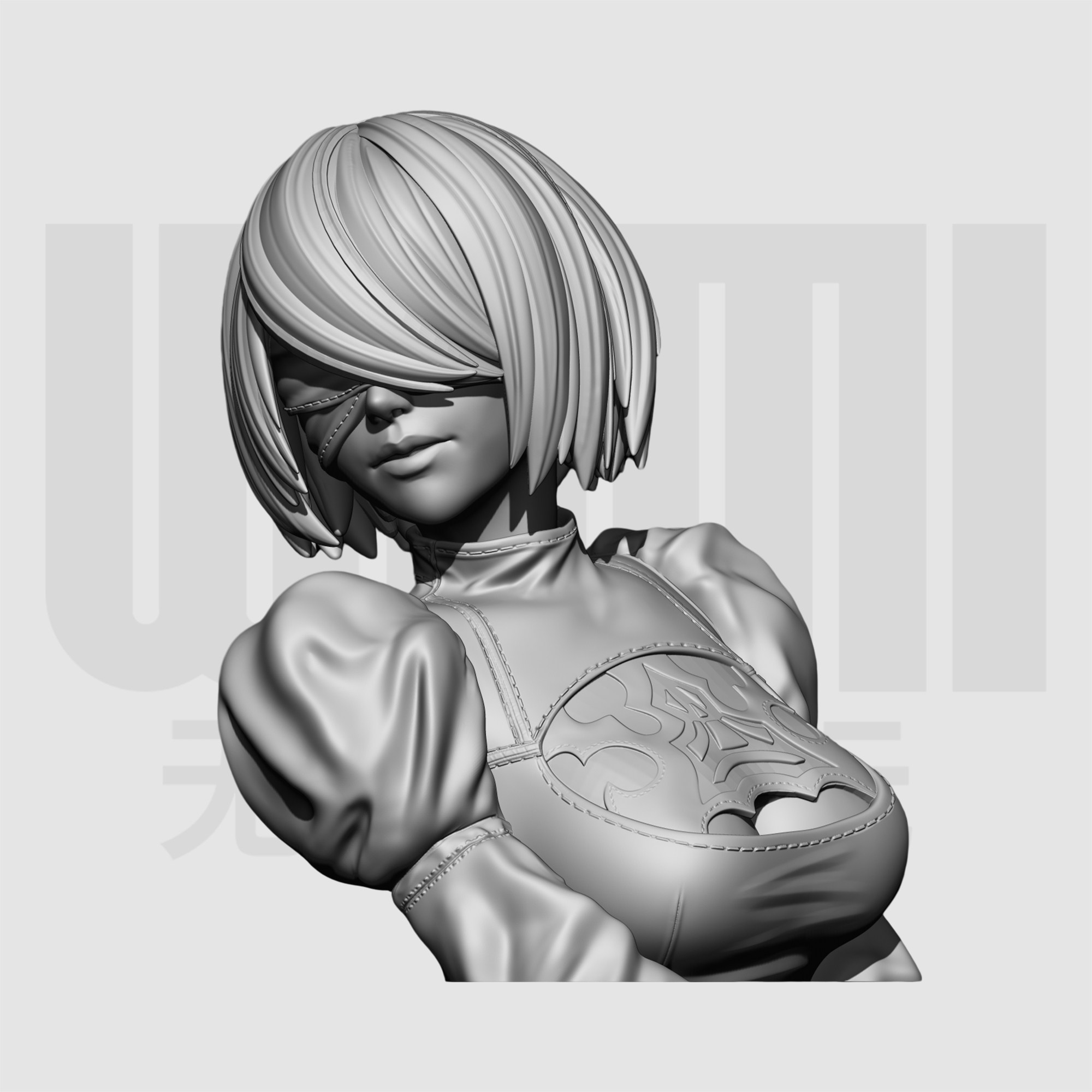 尼尔机械纪元 2B 1/10胸像白模 16比例GK树脂白模手办模型 1726