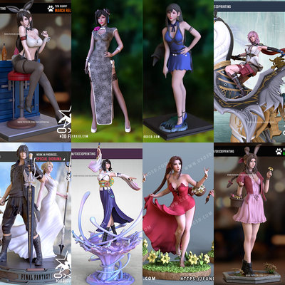 1/24 蒂法 爱丽丝 最终幻想18比例GK白模手办3D打印兵人模型 3389