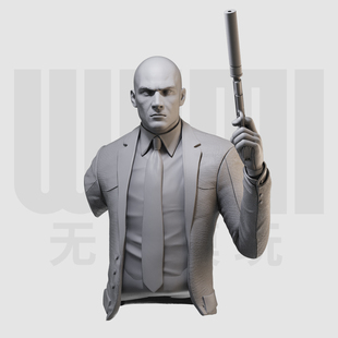1/10 杀手47 光头战神 潜行游戏 16比例GK树脂白模手办模型 1514