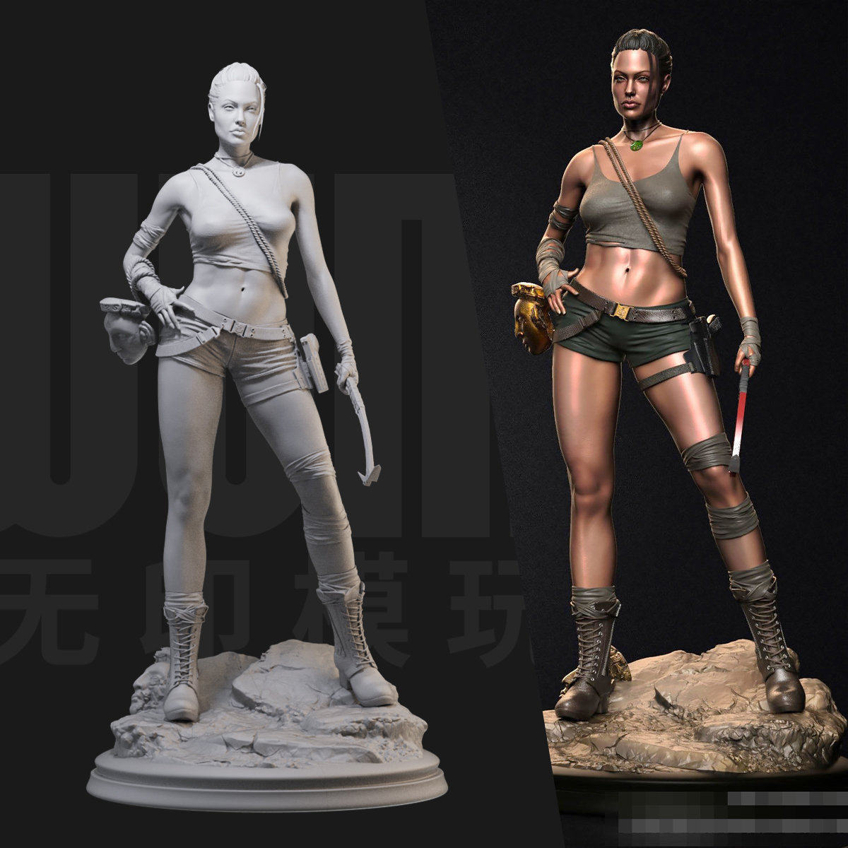 劳拉 安吉丽娜朱莉真人版 1/24白模gk手办18比例3d打印模型 1108