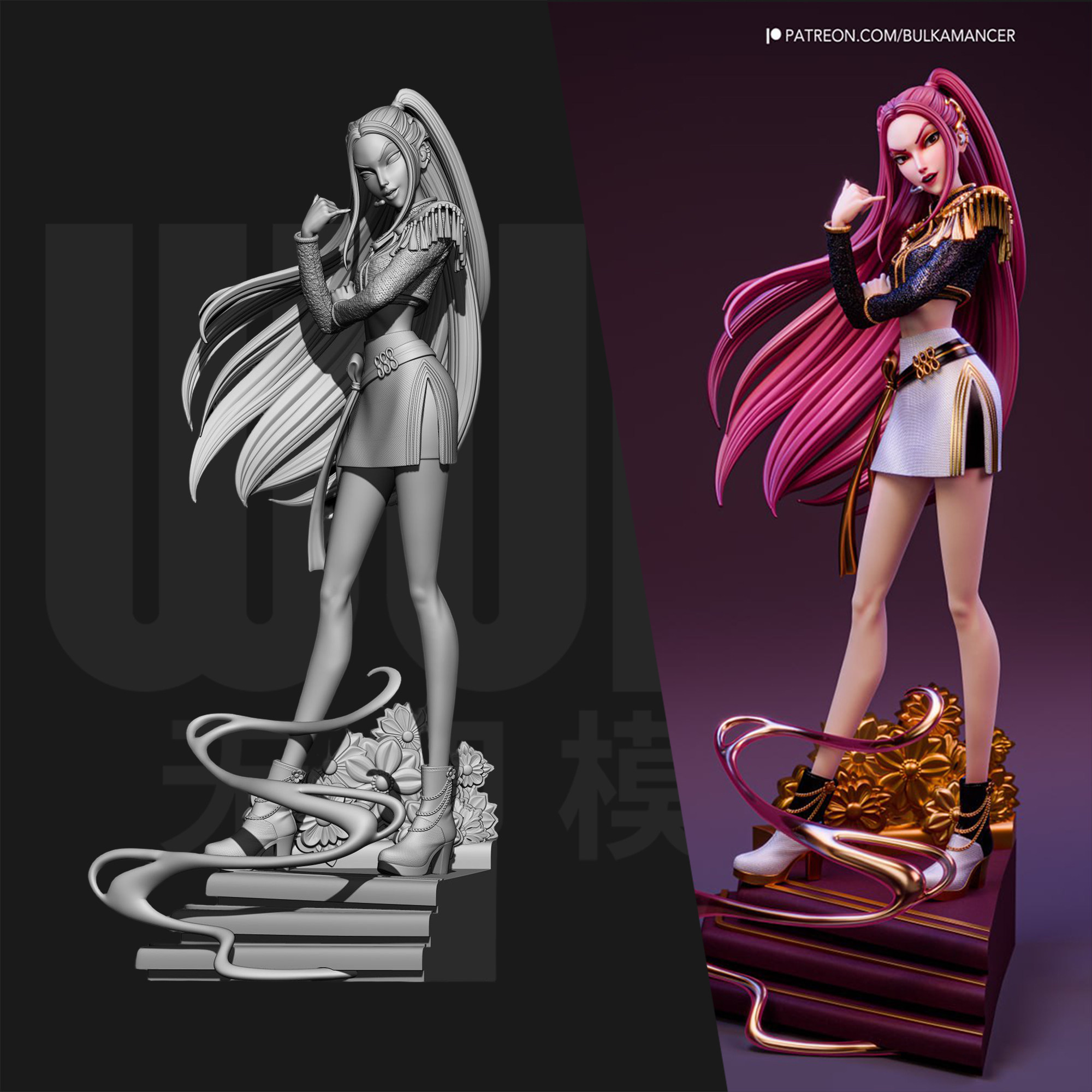 K-Pop猎魔女团 米拉 1/24GK白模手办 18比例树脂3D打印模型 6573