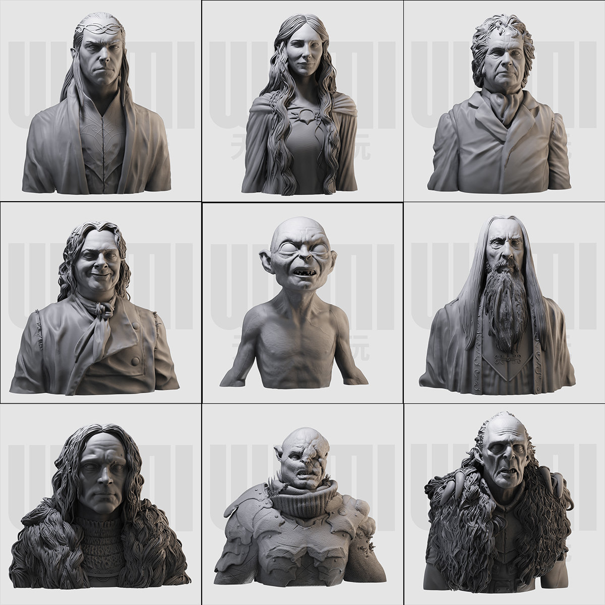 1/10 埃尔隆德 凯兰 比尔博 魔戒 16比例GK树脂白模手办模型 119