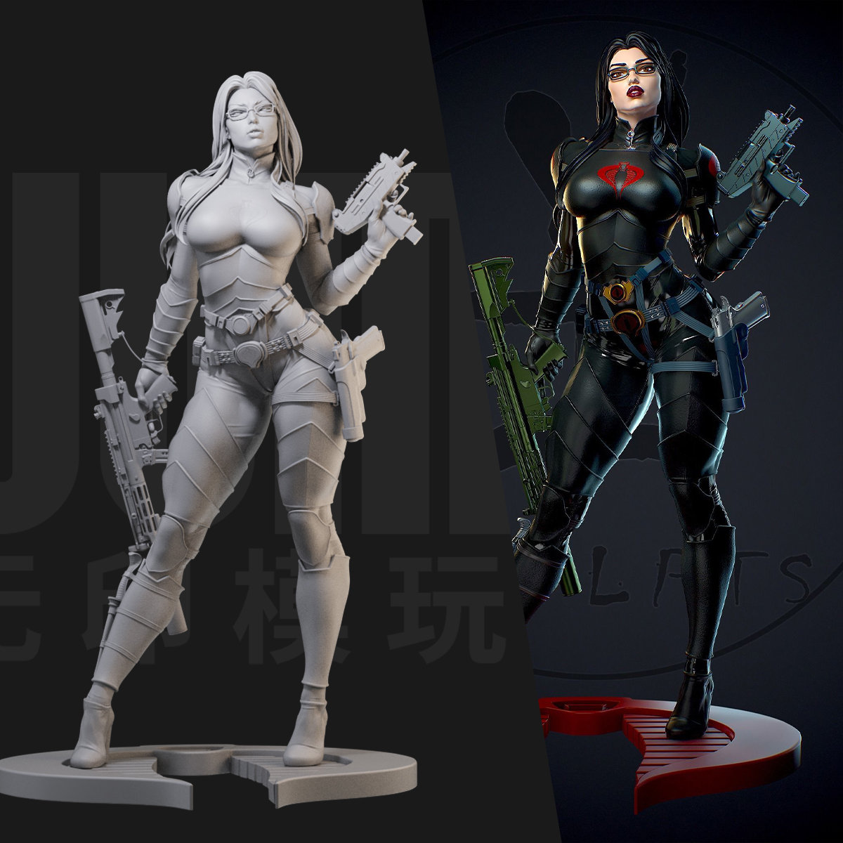 G.I. Joe 特种部队御姐 1:24白模手办/18比例GK兵人3D打印模 1353