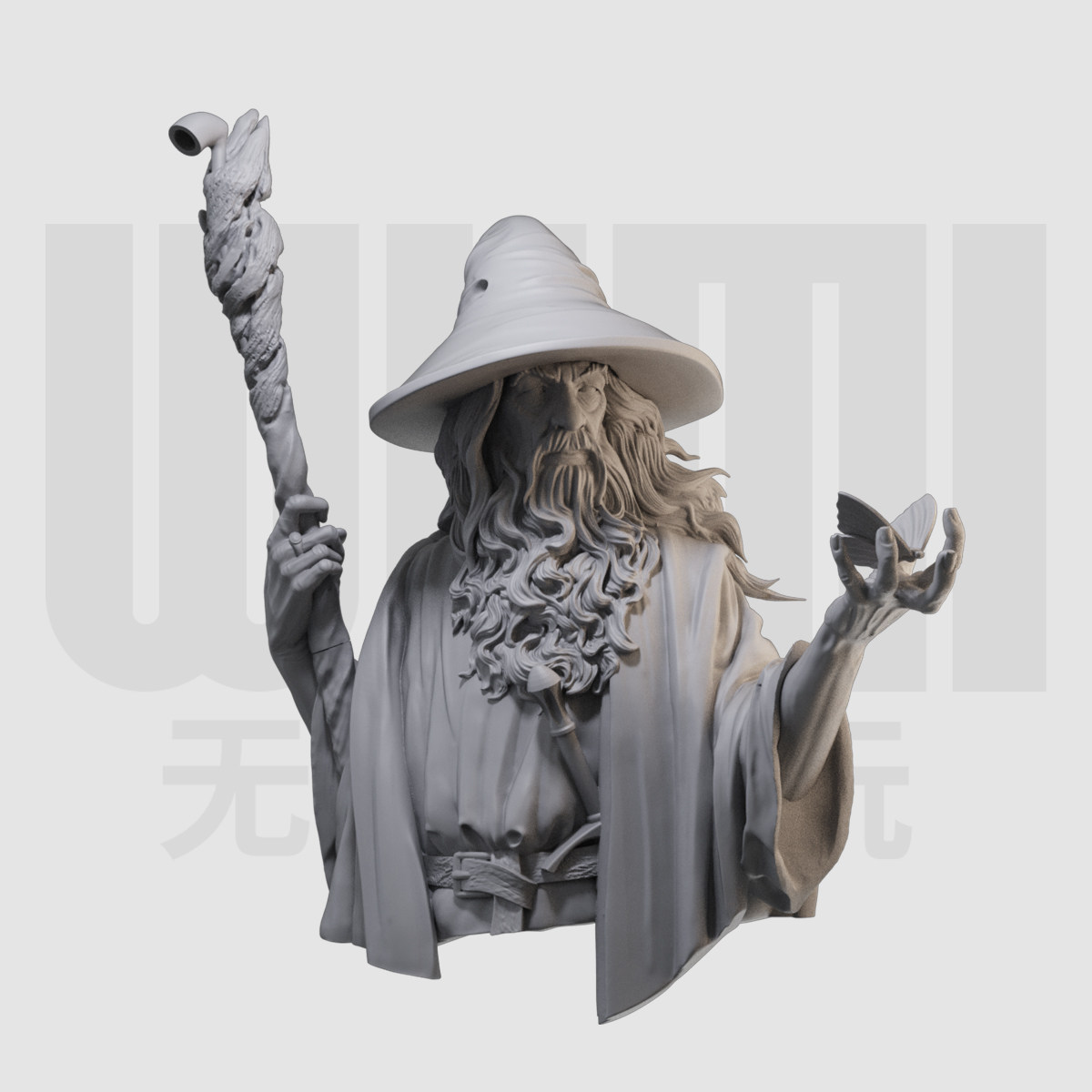 白袍巫师甘道夫 指环王魔戒 1/16树脂白模 10比例gk手办模型 412