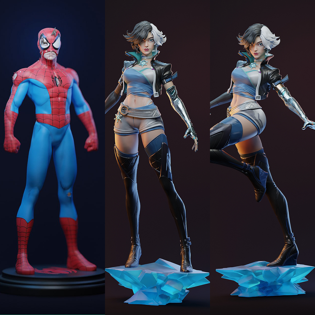 1/24蜘蛛侠 冰月花雪 漫威 18比例GK白模手办3D打印兵人模型 5705