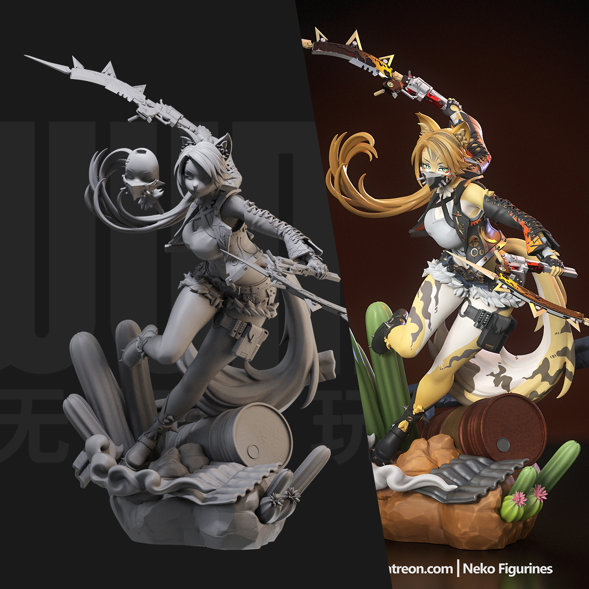 1/24 女兽人战士 西方奇幻 18比例GK白模手办3D打印兵人模型 5802