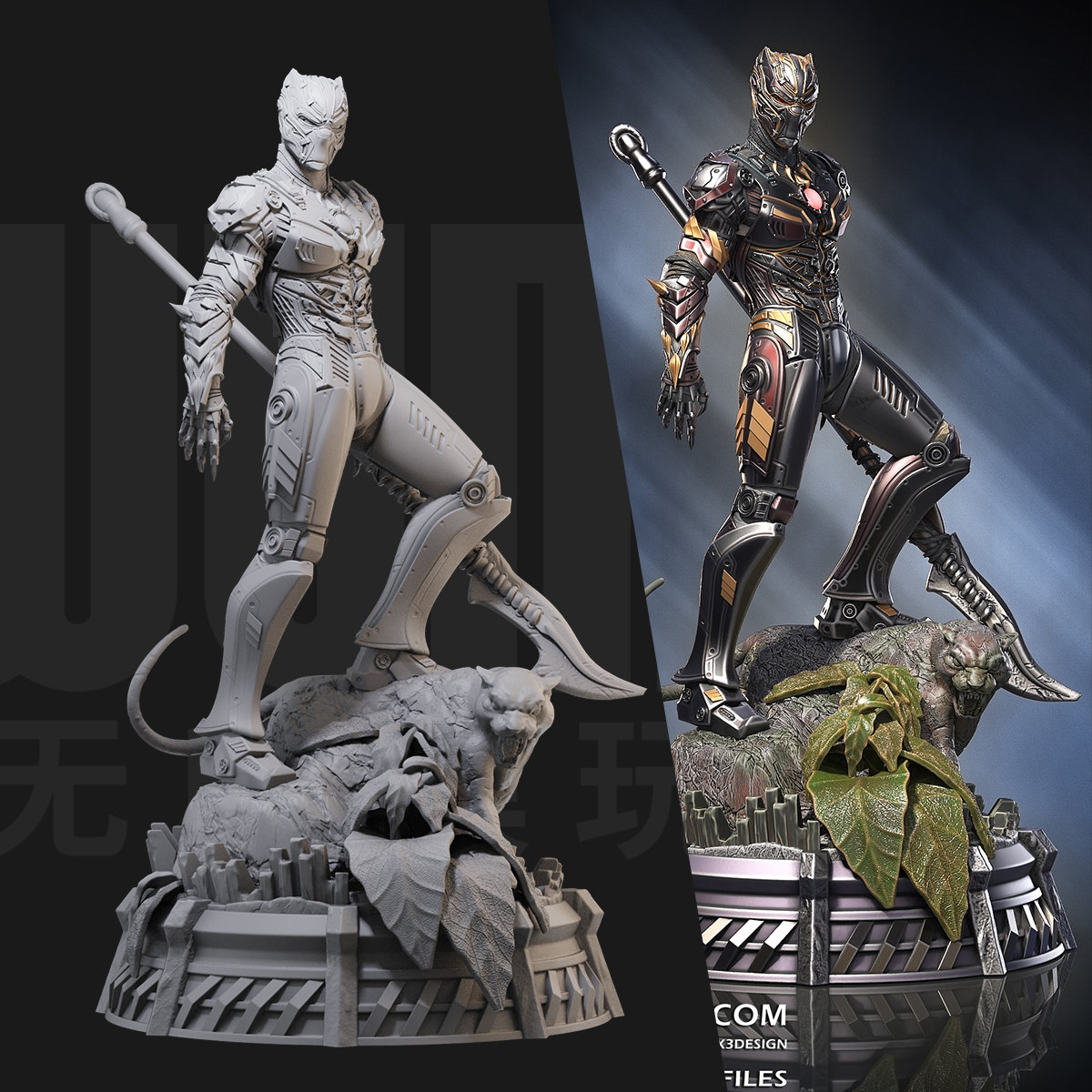 1/24 钢铁黑豹 漫威 复联 18比例GK白模手办3D打印兵人模型 4598