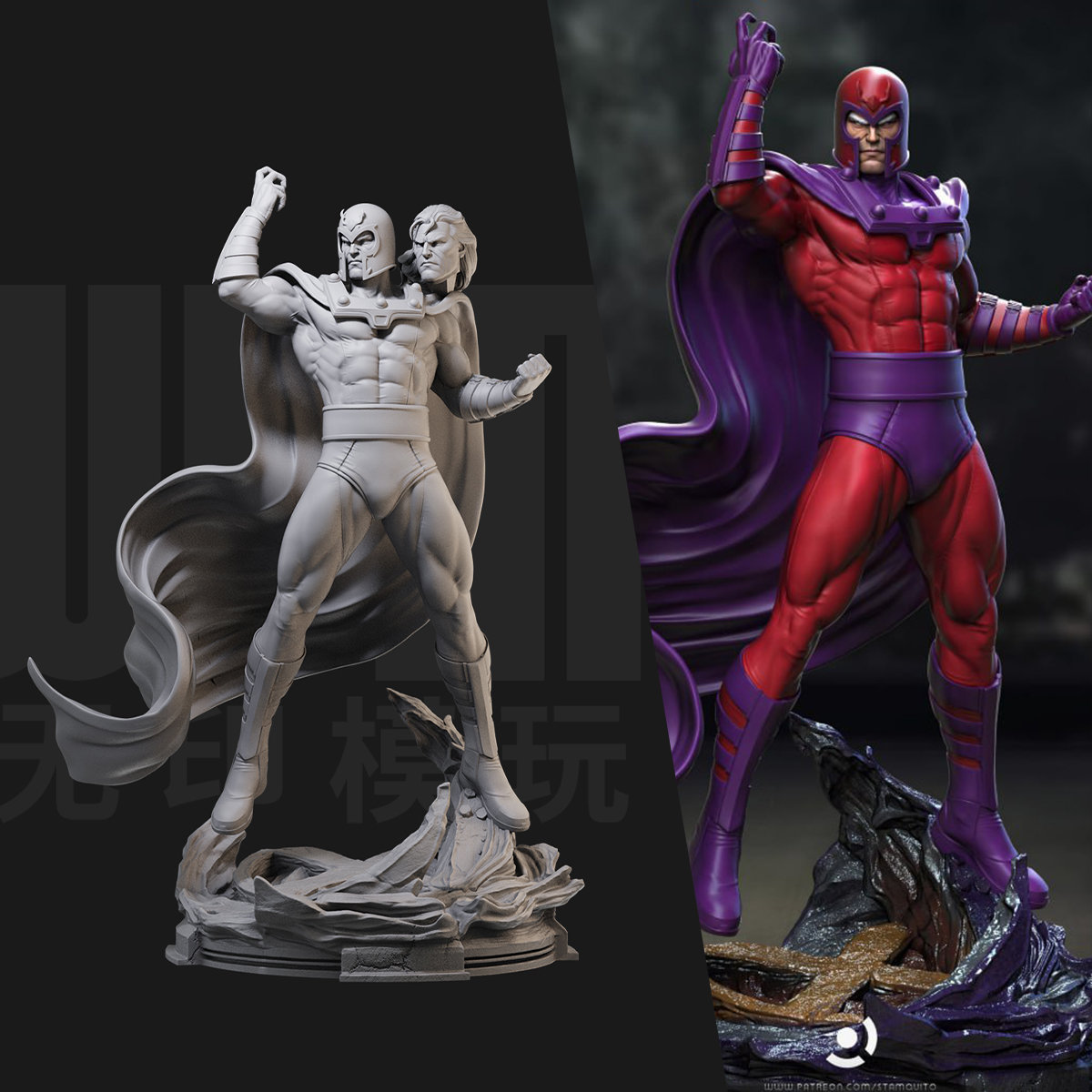 1/24 万磁王 X战警 漫威 18比例GK白模手办3D打印兵人模型 4442