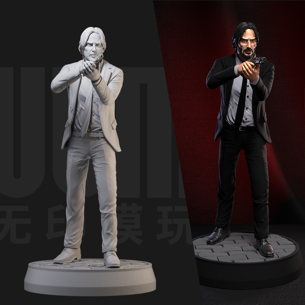 1/24 疾速追杀 约翰威克 18比例gk白模手办 3d打印兵人模型 2855