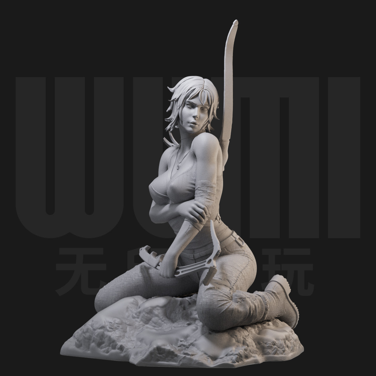 劳拉弓箭版 古墓丽影 1:24白模手办/18比例gk兵人3d打印模 1230