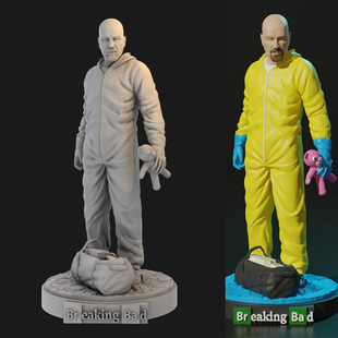 绝命毒师老白沃尔特 1比24GK白模 1/12人偶3D打印树脂手办模型195