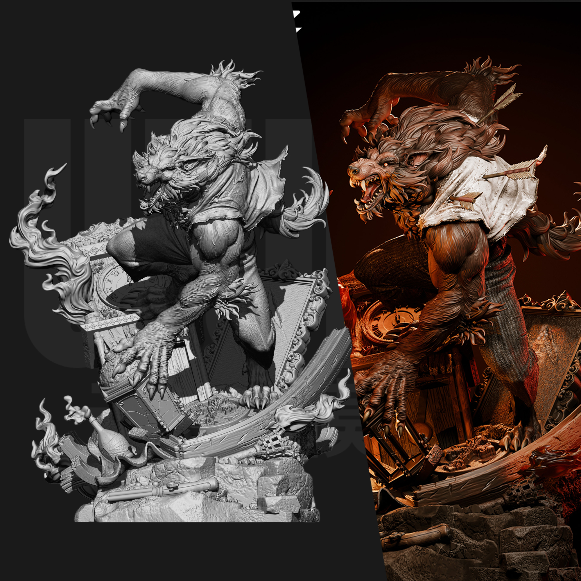 暗夜狼人 漫威英雄 1/24GK白模手办 18比例树脂3D打印模型 6537