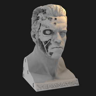 终结者机器人胸像 1比16GK白模 3D打印树脂 1/10手办模型 2