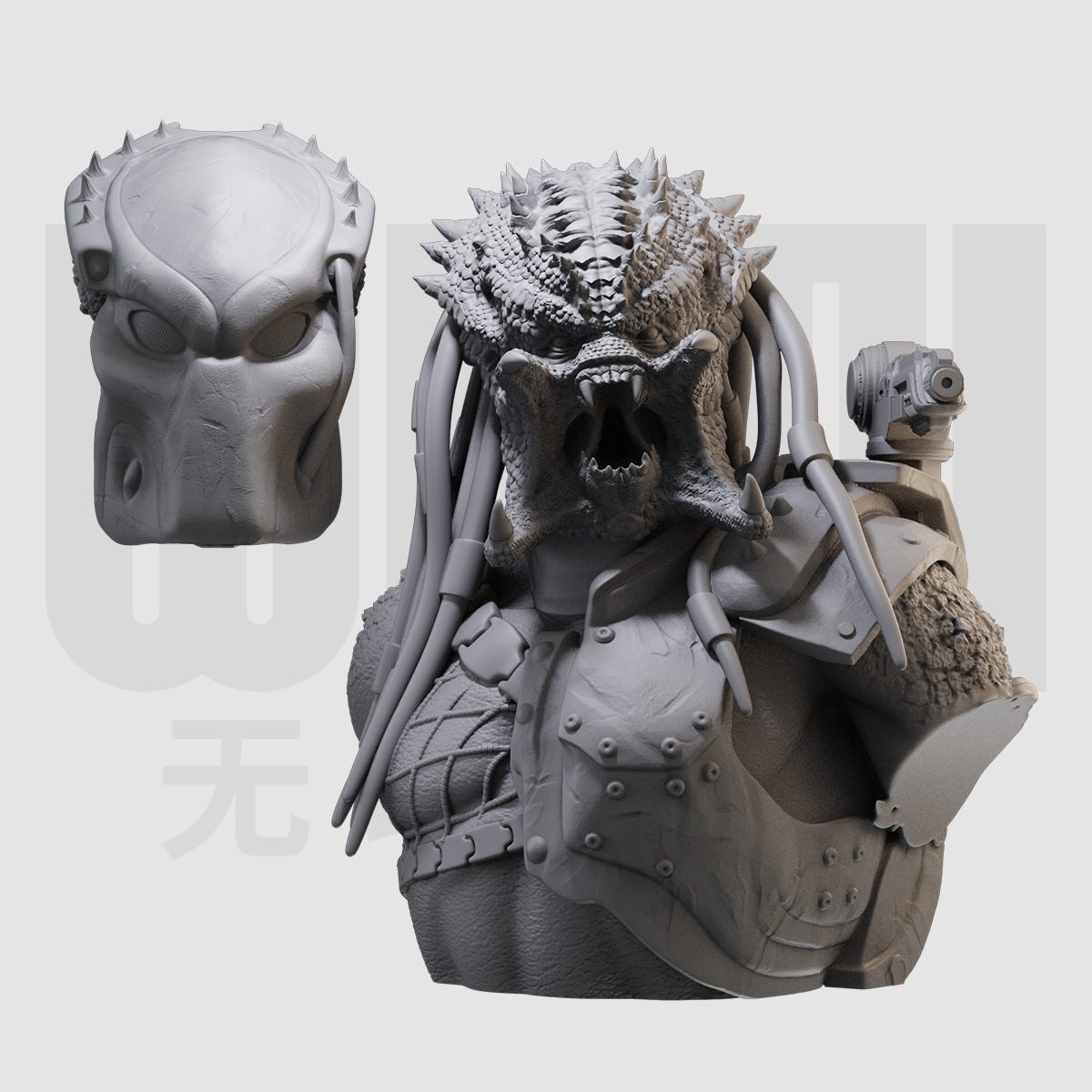 1/10宇宙猎人 铁血战士 怪物电影 16比例GK树脂白模手办模型 1352