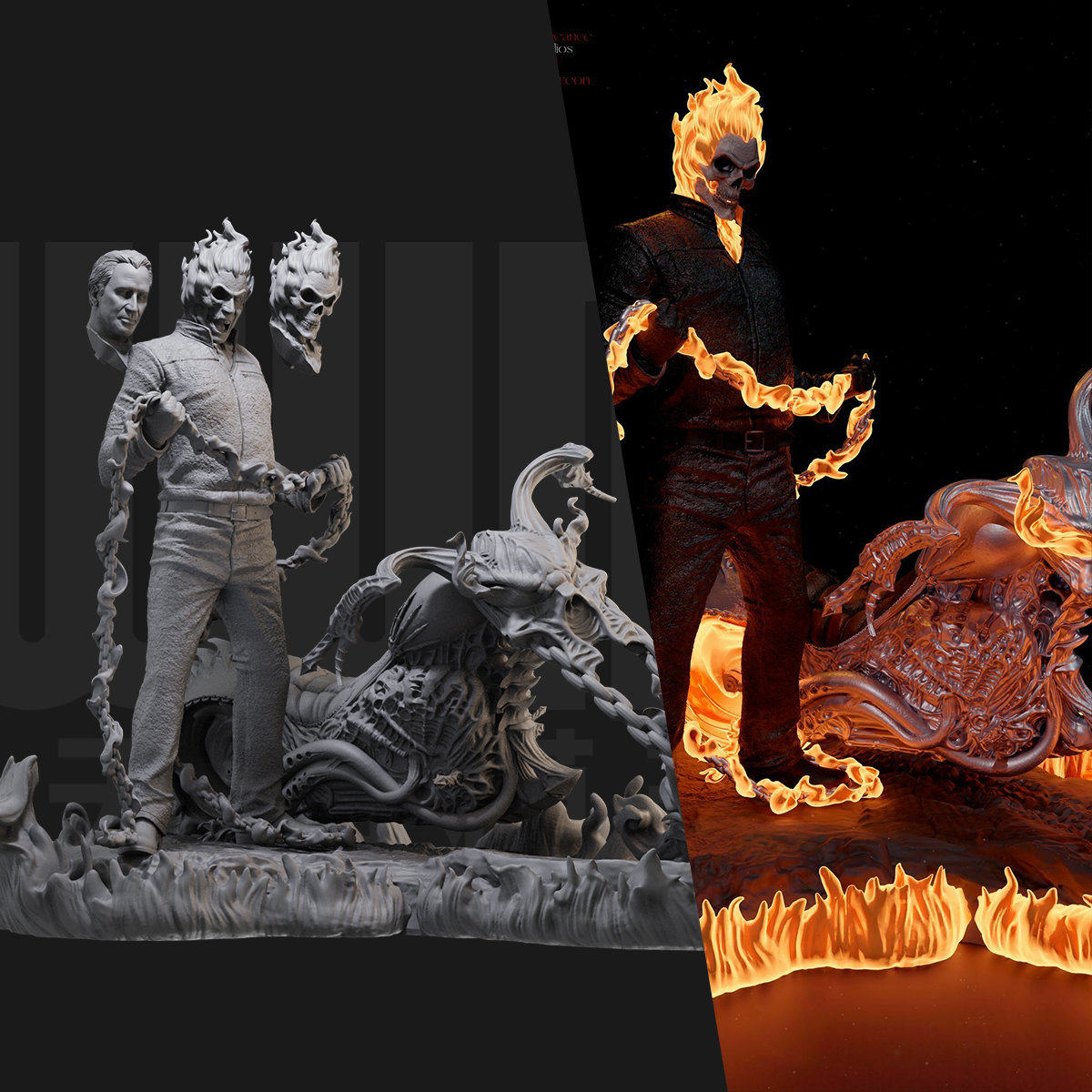 1/24 恶灵骑士 漫威 美漫 18比例GK白模手办3D打印兵人模型 4748