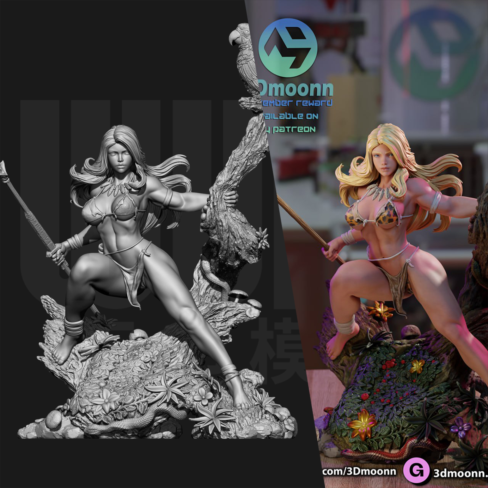 漫威 女魔头珊娜 丛林公主   1/24GK白模手办18比例树脂模型 6481