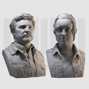 乔尔和艾莉胸像 最后生还者 1/16树脂白模 10比例GK手办模型 419