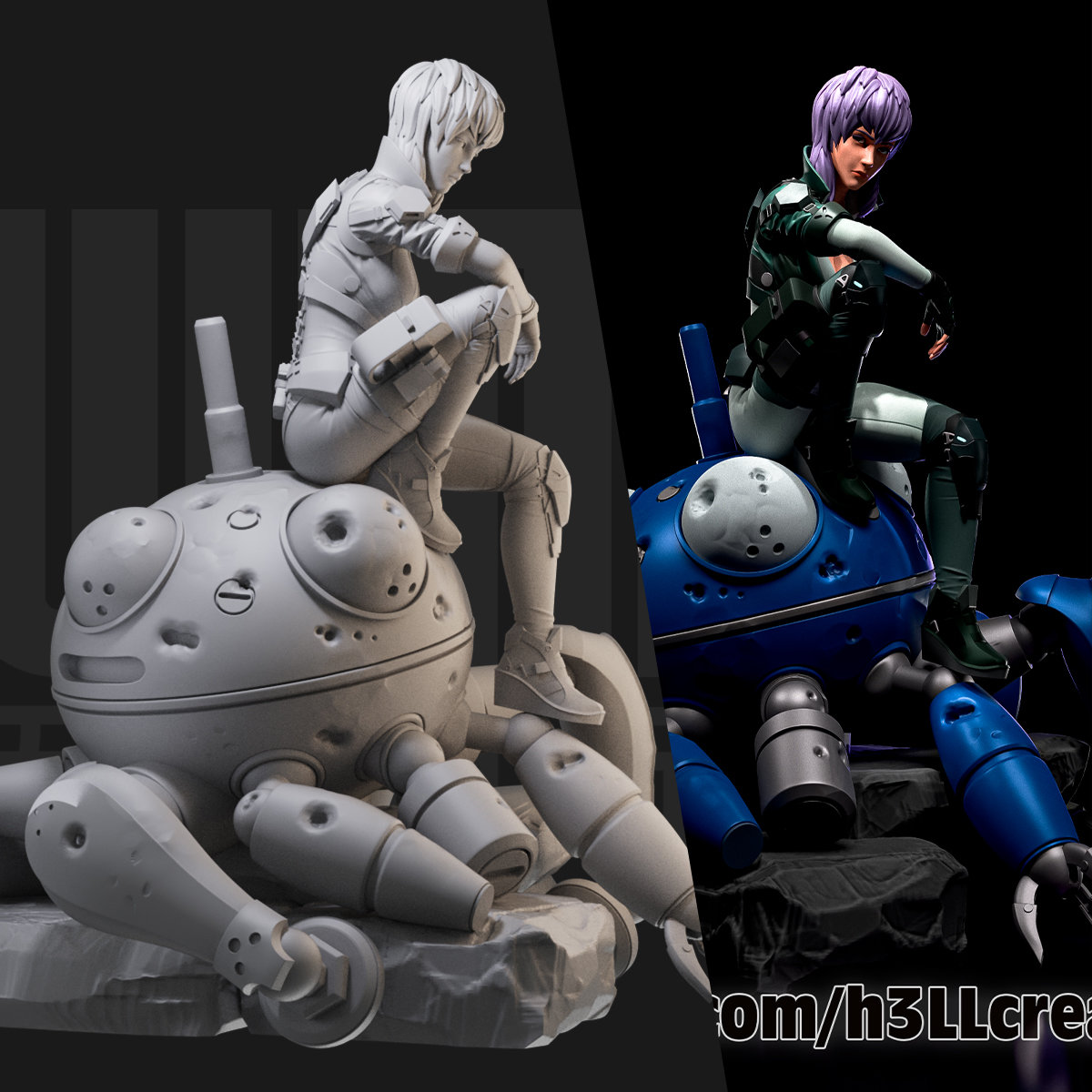 1/24 草薙素子 攻壳机动队18比例GK白模手办 3D打印兵人模型 2849