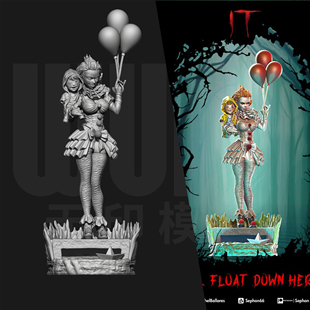 小丑回魂 潘尼怀斯女版 1/24GK白模手办18比例树脂3D打印模型6844