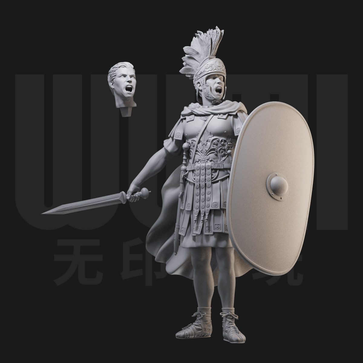 1/24 古罗马士兵 百夫长 18比例gk白模手办 3d打印兵人模型 2167