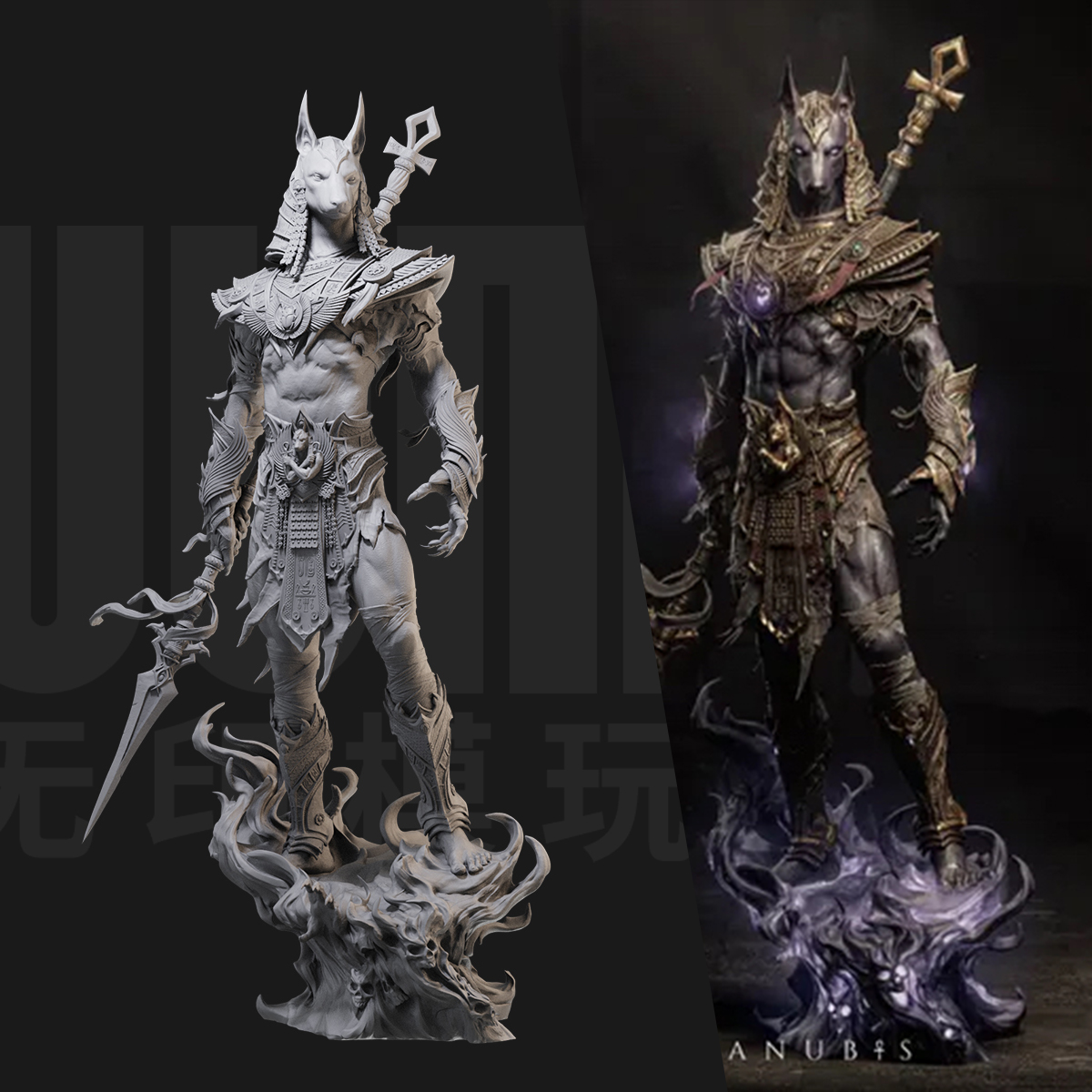 1/24 阿努比斯 埃及神话 18比例GK白模手办3D打印兵人模型 6207