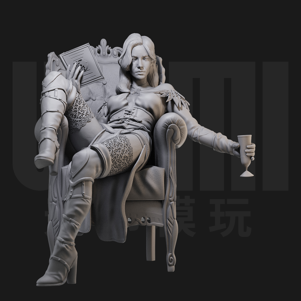 1/24 叶奈法 巫师3 独角兽 18比例gk白模手办3d打印兵人模型 3925