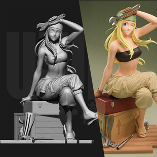 钢之炼金术士 温莉 机械宅女 1/24GK白模手办18比例树脂模型 6493