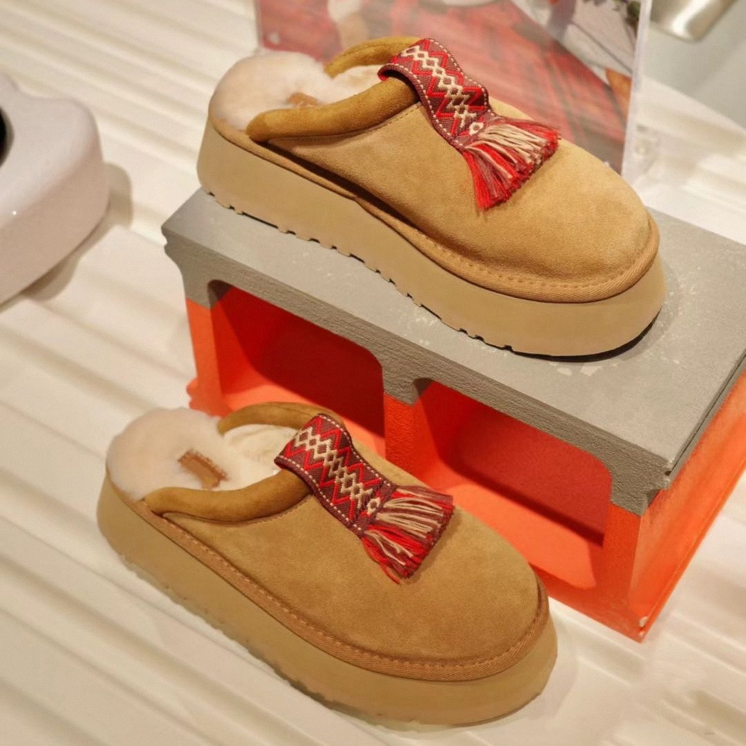 OOTD KMIT 秋冬新品塔茨尔厚底拖鞋女加厚保暖皮毛一体棉鞋雪地靴