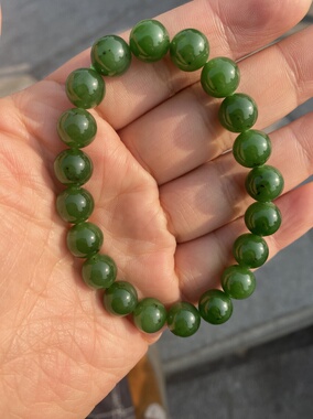 天然和田玉碧玉手串卡10手饰饰品