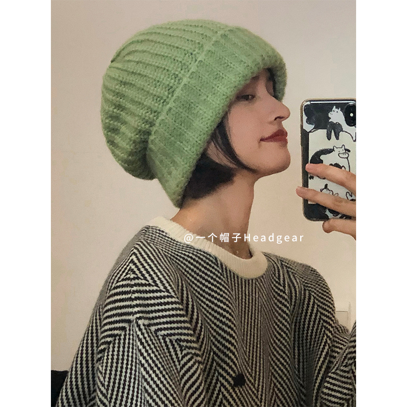 显白~ins堆堆显脸小毛线冷帽帽子