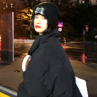 显脸小~大头围贴布毛线冷帽帽子