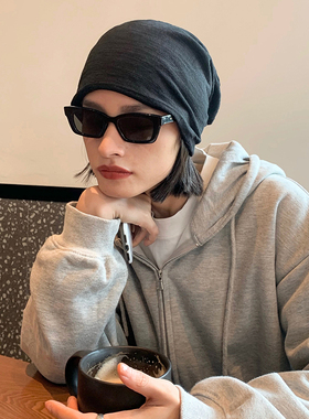 秋冬季百搭毛线帽子女护耳包头帽韩版保暖日系炸街针织堆堆帽男潮